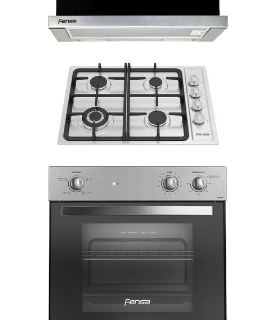 Kit Horno empotrable eléctrico F 1060R A + Encimera a gas FCE 4.3HF T + Campana de Cocina Extractora FX 6270 Fensa