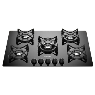 Encimera a Gas 5 Platos Fensa Vidrio Templado y Encendido Eléctrico F GC75V A Negra